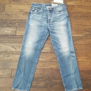 AG Isabelle high-rise straight crop denim.